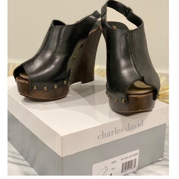 Black Leather Clogs Slingback Sandal - Picture 6 of 8